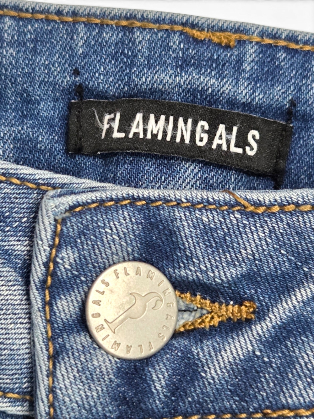 NWT Flamingals Floral Embroidered Wide Leg Jeans Medium Blue High Waisted Boho - Picture 7 of 14